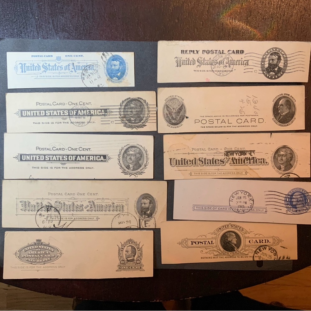1 Cent Postal Cards Lot 10 Pieces